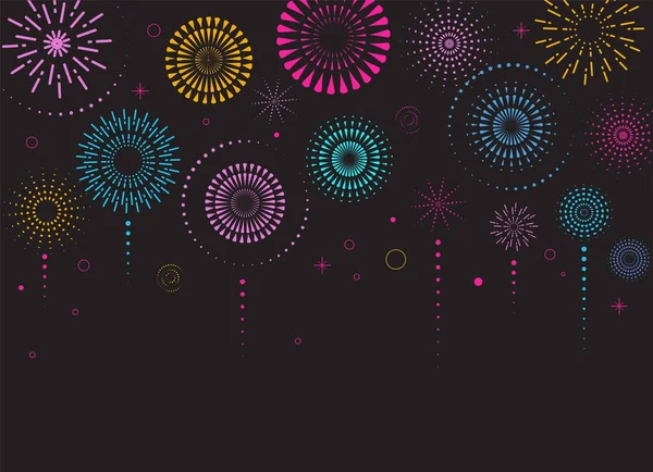 Fuegos artificiales y fondo de celebración, ganador, cartel de la victoria — Vector de stock