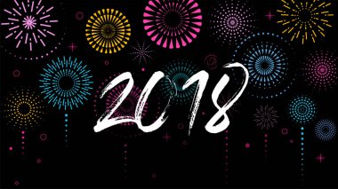 Mutlu yeni yıl, afiş, poster havai fişek ile