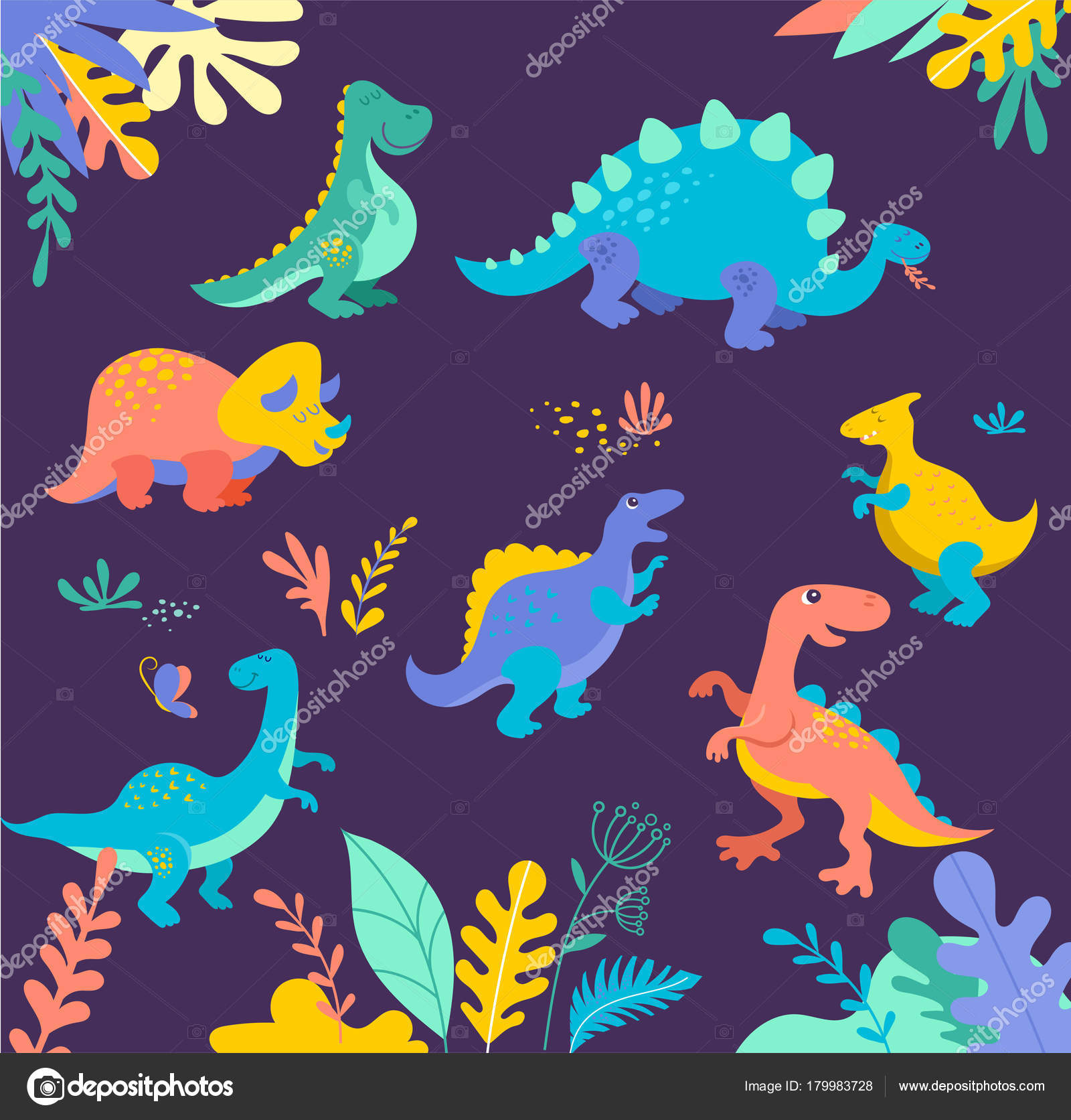 先史時代の動物のかわいいイラスト 恐竜コレクション ストックベクター C Marish 先史時代の動物のかわいいイラスト 恐竜コレクション ストックベクター C Marish