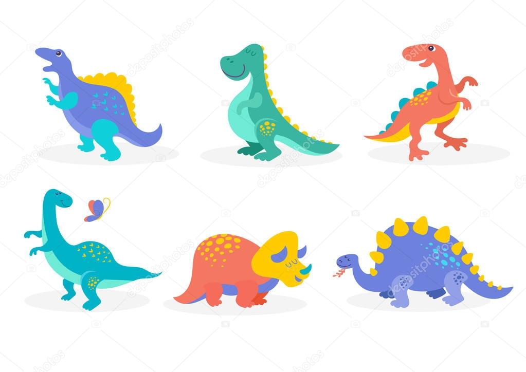 Dinosaurs collection, cute illustrations of prehistoric animals