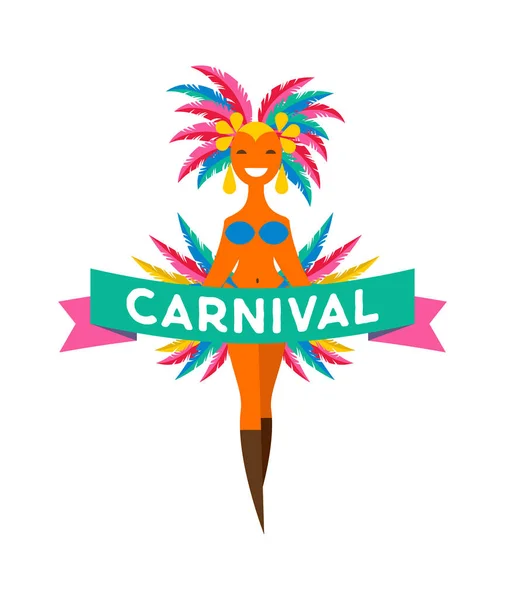 Carnaval brasileiro, banner com elementos coloridos da festa - máscaras, confetes, tucano, papagaio e salpicos . — Vetor de Stock
