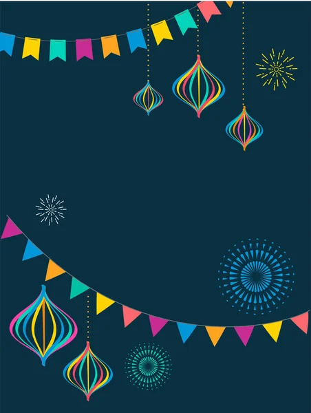 Fiesta-Banner und Plakatgestaltung mit Fahnen, Dekorationen — Stockvektor