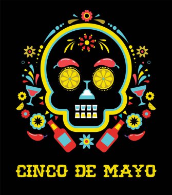 Cinco de Mayo, Meksika fiesta, tatil poster, parti el ilanı, tebrik kartı