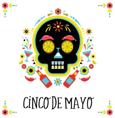 Cinco de Mayo, Meksika fiesta, tatil poster, parti el ilanı, tebrik kartı