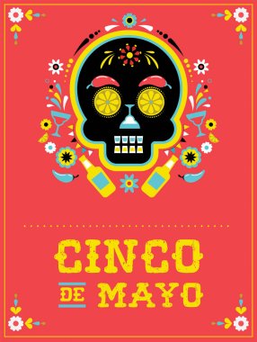Cinco de Mayo, Meksika fiesta, tatil poster, parti el ilanı, tebrik kartı
