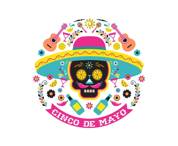 Cinco de Mayo, tunangan Meksiko, poster liburan, selebaran pesta, kartu ucapan - Stok Vektor