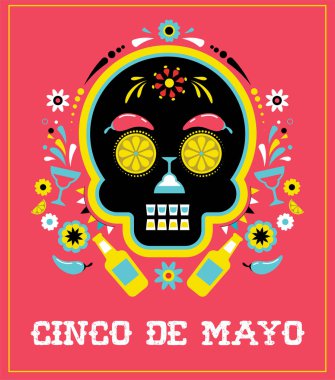 Cinco de Mayo, Meksika fiesta, tatil poster, parti el ilanı, tebrik kartı