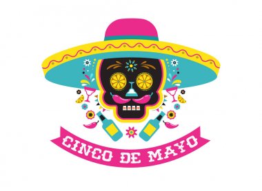 Cinco de Mayo, Meksika fiesta, tatil poster, parti el ilanı, tebrik kartı