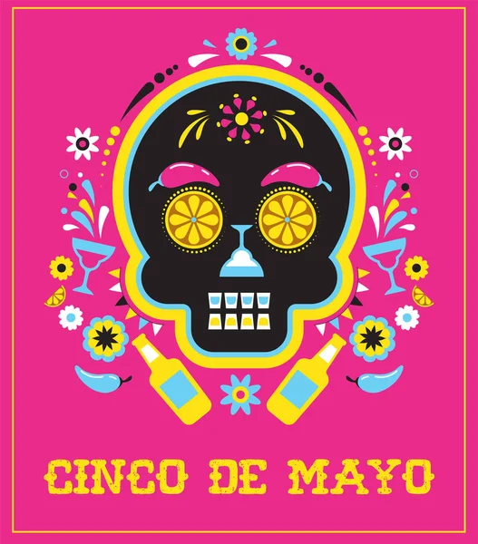 Cinco de Mayo, fiesta mexicaine, affiche de vacances, flyer de fête, carte de voeux — Image vectorielle
