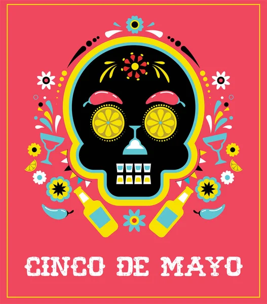 Cinco de Mayo, fiesta mexicaine, affiche de vacances, flyer de fête, carte de voeux — Image vectorielle