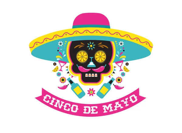 Cinco de Mayo, mexikansk fiesta, holiday affisch, part flyer, gratulationskort — Stock vektor