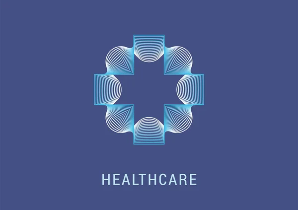 Φαρμακευτικά, υγειονομική περίθαλψη και ιατρική αντίληψη λογότυπο, σύμβολο — Διανυσματικό Αρχείο