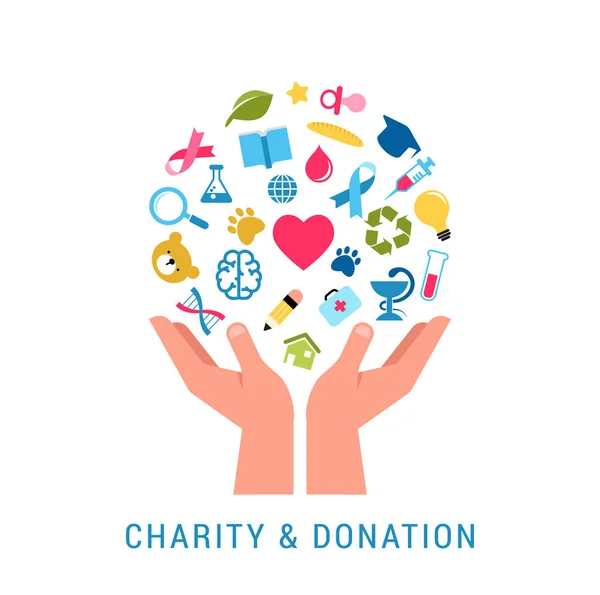 Charity, giving and donation poster template — Stock Vector