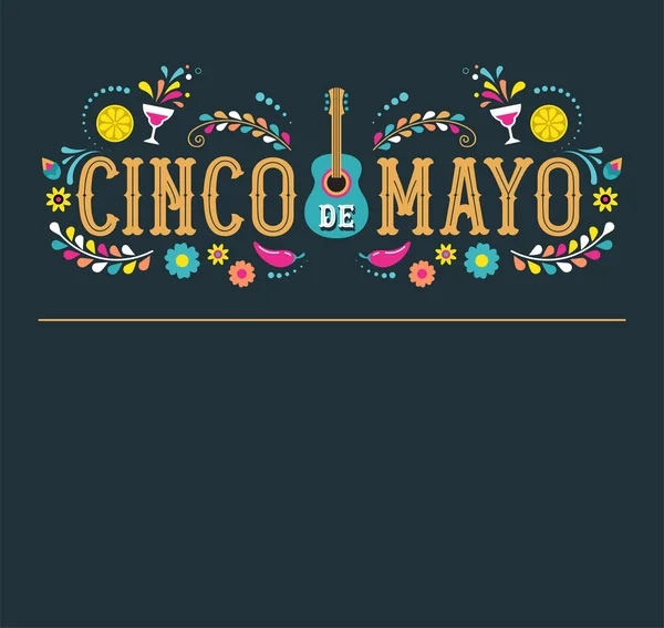Синко-де-Майо - 5 мая, государственный праздник в Мексике. Фиеста баннер и дизайн плаката с флагами — стоковый вектор