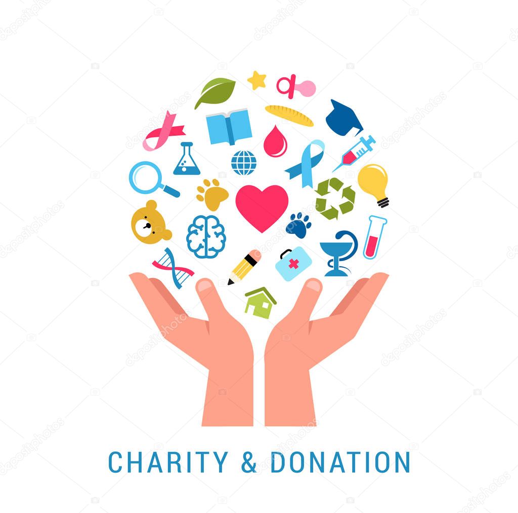 Charity, giving and donation concept poster template