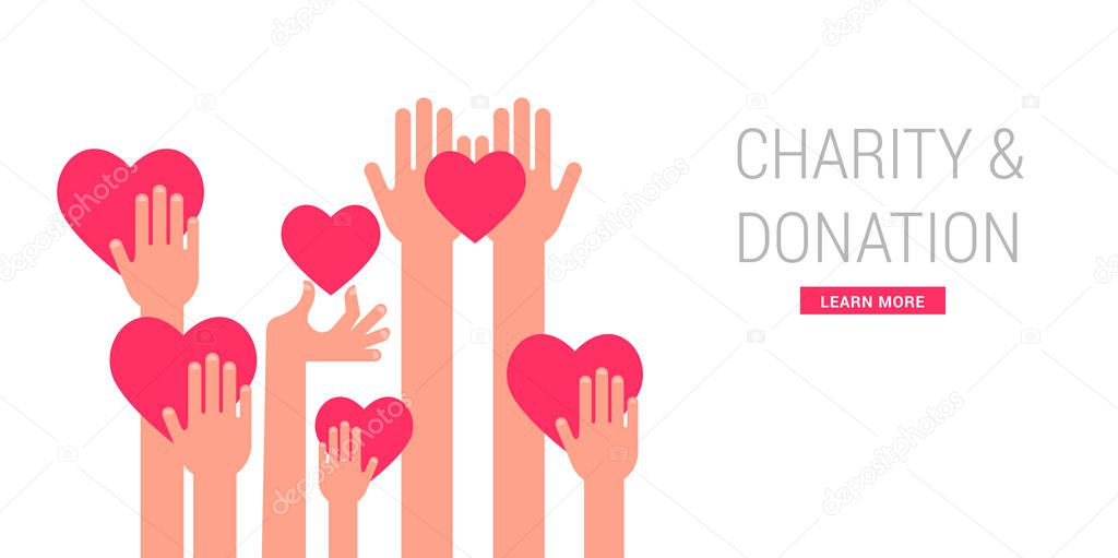 Charity, giving and donation concept poster template