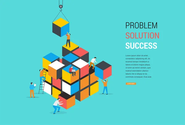 Cube Puzzle Solution Solving Problem Concept banner — Vector de stoc