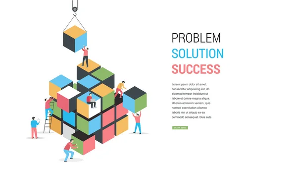 Kubus puzzel oplossing op te lossen probleem Concept banner — Stockvector