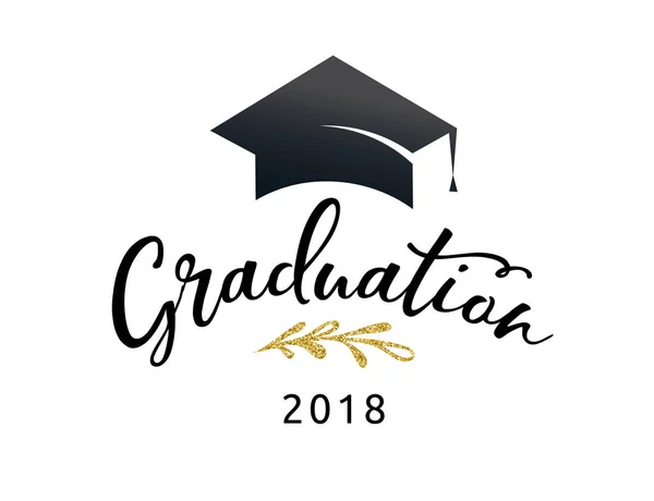 Graduação Classe de 2018, convites para festas, cartazes, banner, design de letras — Vetor de Stock