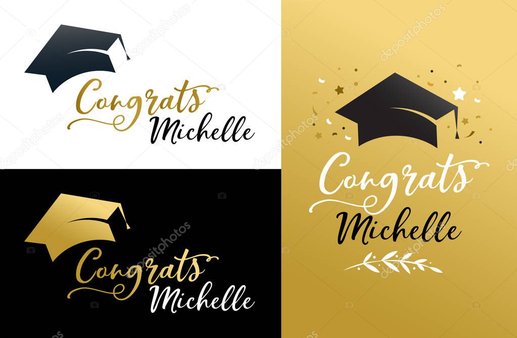 Graduation party invitations, posters, greeting card, banner