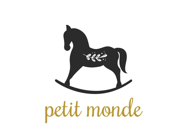 Απλό και κομψό σύγχρονο λογότυπο και απεικόνιση, κουνιστό άλογο διάνυσμα χέρι συρμένο στοιχείο — Διανυσματικό Αρχείο