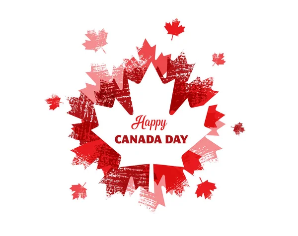 Feliz día de Canadá, fondo, bandera con fuegos artificiales y hojas de arce — Vector de stock