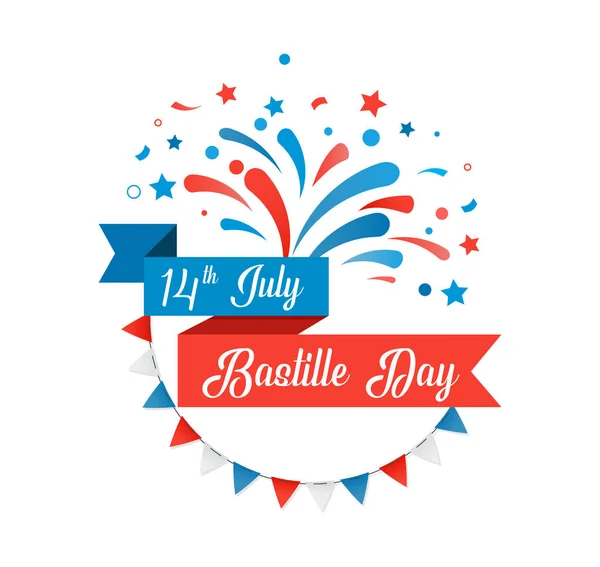 Happy Bastille Day, das Plakat zum französischen Nationalfeiertag und Konzeptdesign — Stockvektor