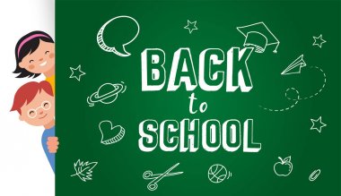 Geri okul kavramı afiş ve arka plan