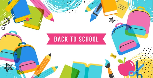 Terug naar school concept banner en achtergrond — Stockvector