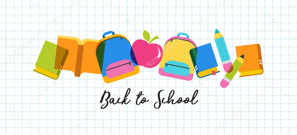 Back to school concept banner and background