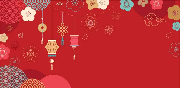 Šťastný čínský novoroční design. 2020 Krysí zvěrokruh. Roztomilá kreslená myš. Japonská, korejská, vietnamská lunární novoroční. Koncept vektorové ilustrace a transparentu — Stockový vektor