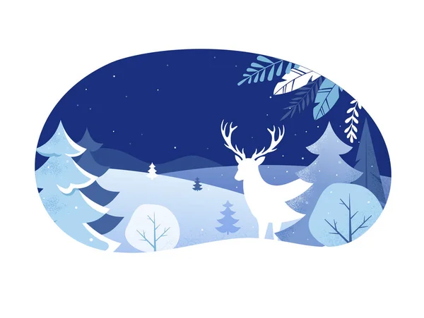 Winter Landscape Background. Christmas banner. Flat Vector Illustration — ストックベクタ