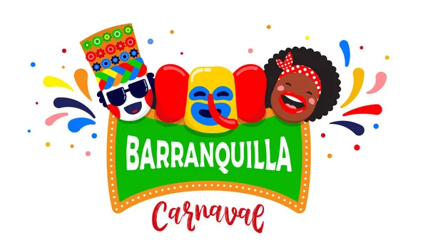 Carnaval de Barranquilla, festa de carnaval colombiana. Ilustração vetorial, cartaz e folheto — Vetor de Stock