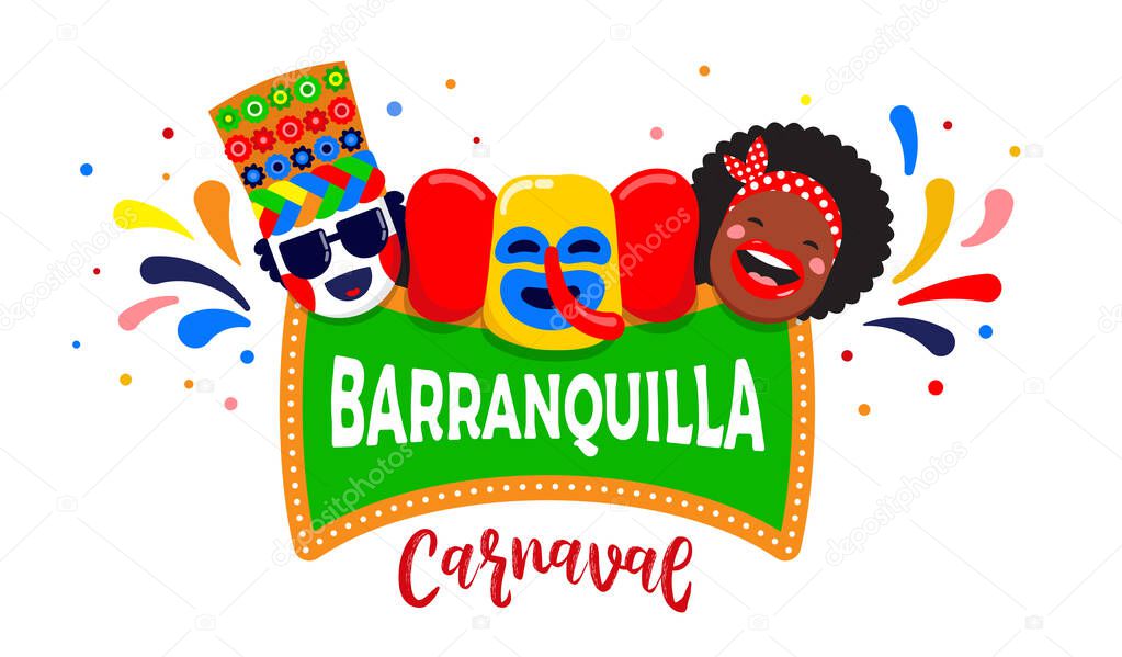 Carnaval de Barranquilla, Colombian carnival party. Vector illustration, poster and flyer template