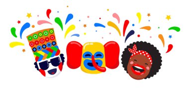 Carnaval de Barranquilla, Kolombiyalı karnaval parti. Vektör çizim, poster ve el ilanı
