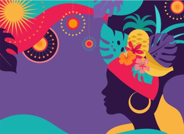 Brezilya karnaval, müzik festivali, maskeli balo flyer şablonu