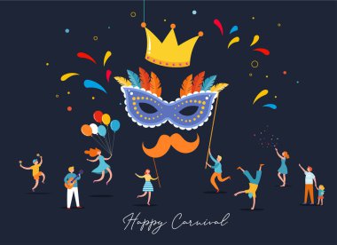 Karnaval, parti, Purim geçmişi küçük, minyatür insanlar, aileler, çocuklar ve genç yetişkinler atlıyor, dans ediyor ve kutluyor..