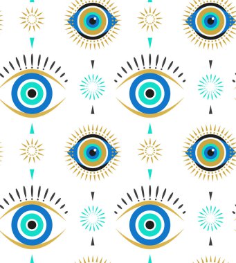 Evil eyes seamless pattern. Contemporary modern, trendy vector illustrations, home decor idea