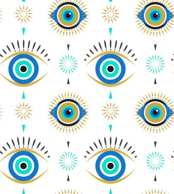 Evil eyes seamless pattern. Contemporary modern, trendy vector illustrations, home decor idea clipart