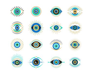 Evil eyes collection. Contemporary modern, trendy vector illustrations, home decor idea