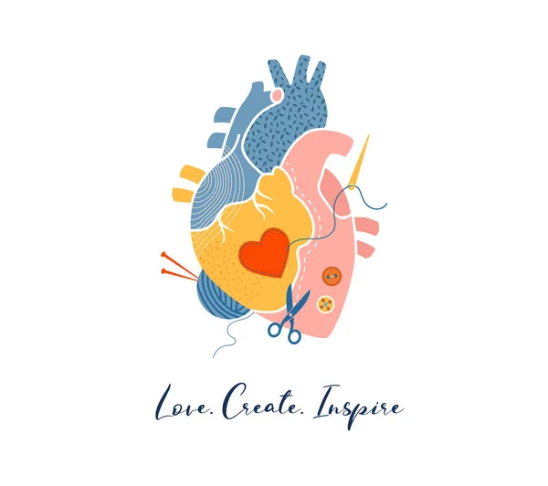 Anatomical heart modern print design, art work, vector design and illustration — 图库矢量图片