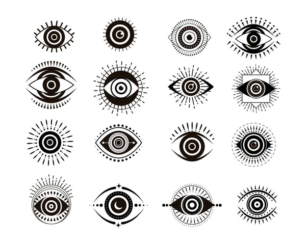 Evil eyes collection. Contemporary modern, trendy vector illustrations, home decor idea — Stock vektor
