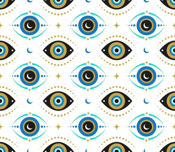 Evil eyes seamless pattern. Contemporary modern, trendy vector illustrations, home decor idea — 图库矢量图片