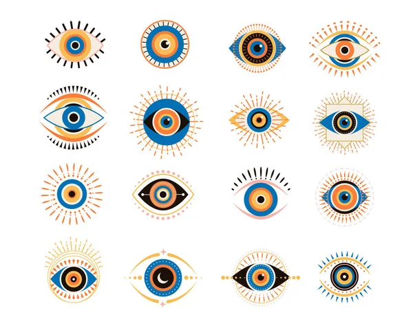 Evil eyes collection. Contemporary modern, trendy vector illustrations, home decor idea Stock Illustration