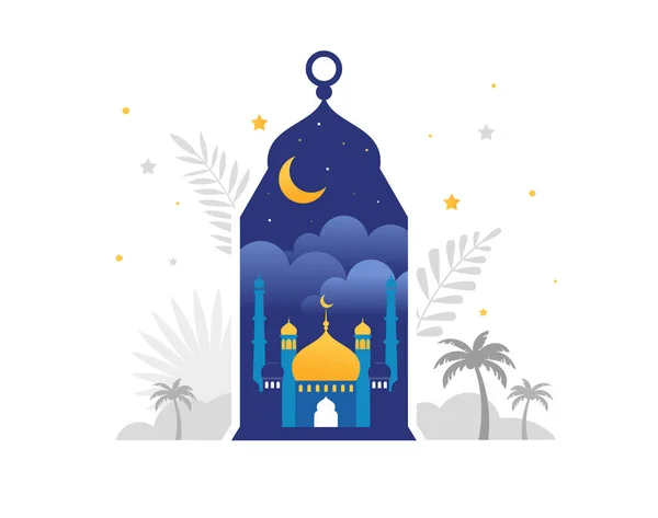 Ramadán Kareem, Feliz Ramadán, tarjeta de felicitación y pancarta. Eid mubarak, trasfondo de vacaciones islámicas. Ilustración del concepto vectorial — Archivo Imágenes Vectoriales