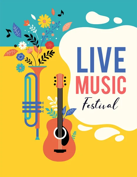 Sommerfest, Konzept des Live-Musik-Festivals, Jazz und Rock, Food Street Fair, Familienmesse, Veranstaltungsplakat und Banner buntes Vektordesign — Stockvektor