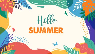 Merhaba Yaz, festival ve renkli pankart tasarımı