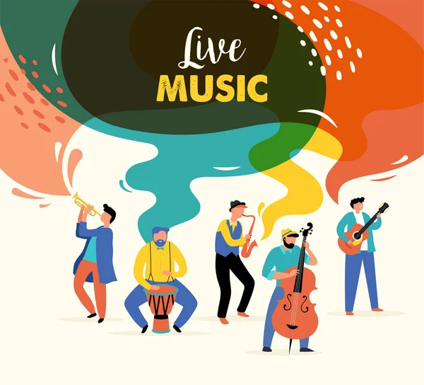 Sommerfest, Konzept des Live-Musik-Festivals, Jazz und Rock, Food Street Fair, Familienmesse, Veranstaltungsplakat und Banner buntes Vektordesign — Stockvektor