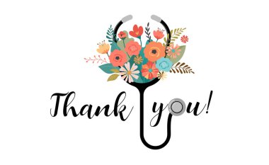 Teşekkürler, doktor ve hemşire - COVID-19 salgın konsepti, vektör illüstrasyonu