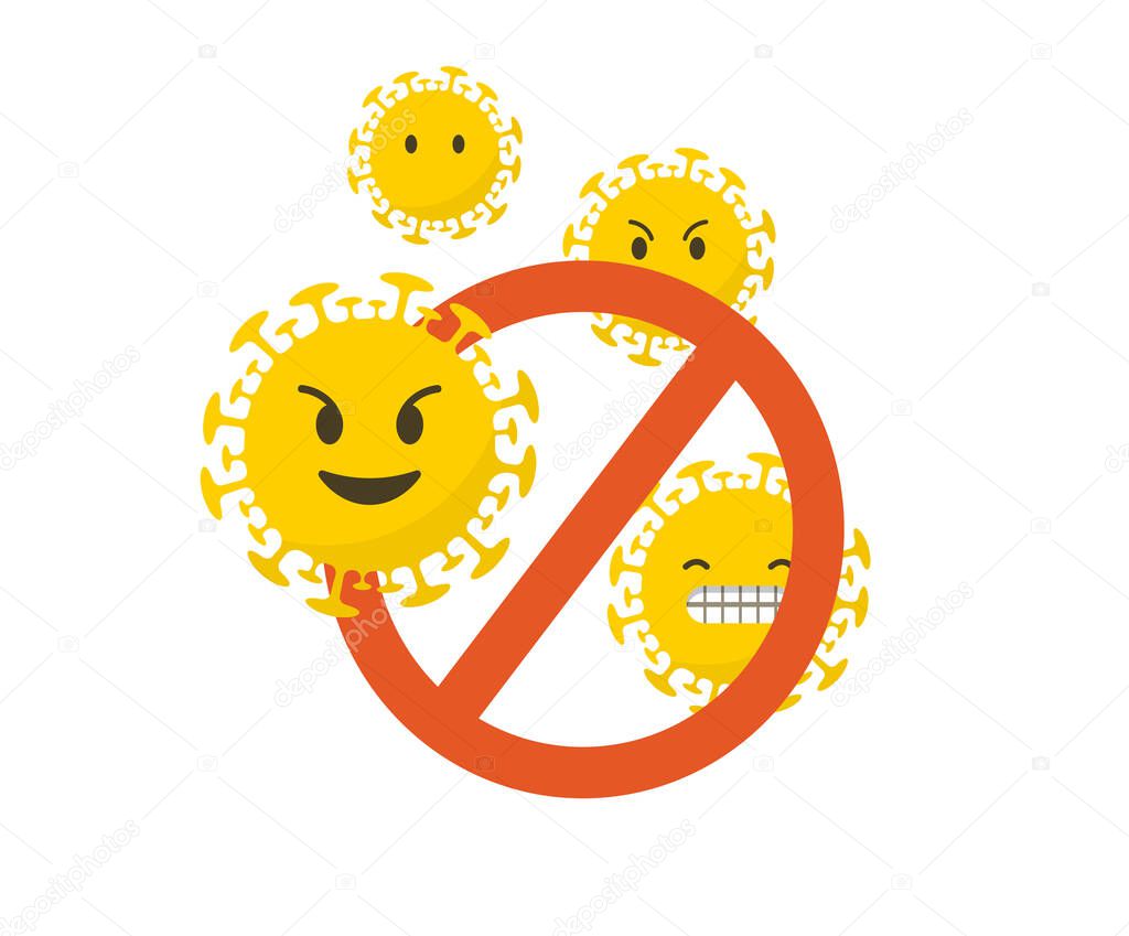 Stop the coronavirus conceptual emoji icons set. Vector illustration, background and banner